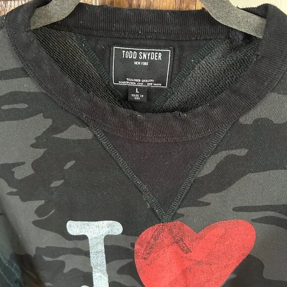 Todd Snyder x Champion I Love NY Sweatshirt Grey Camo - Size L - Picture 2 of 6